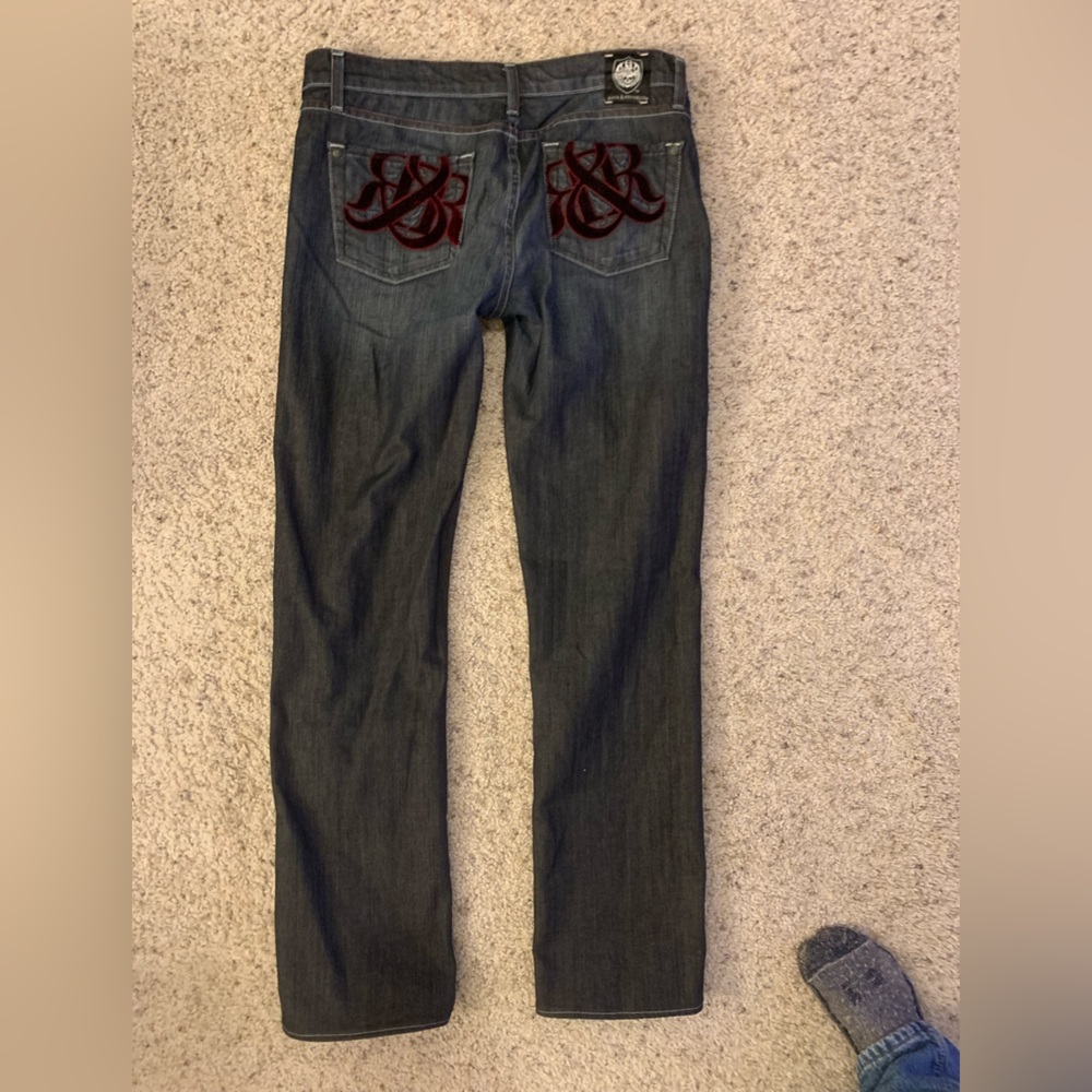 Womens Rock and Republic black denim jeans velvet pocket